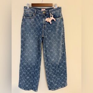 *NWT* VS PINK x LoveShackFancy Denim Baggy High Rise Jeans - bow print